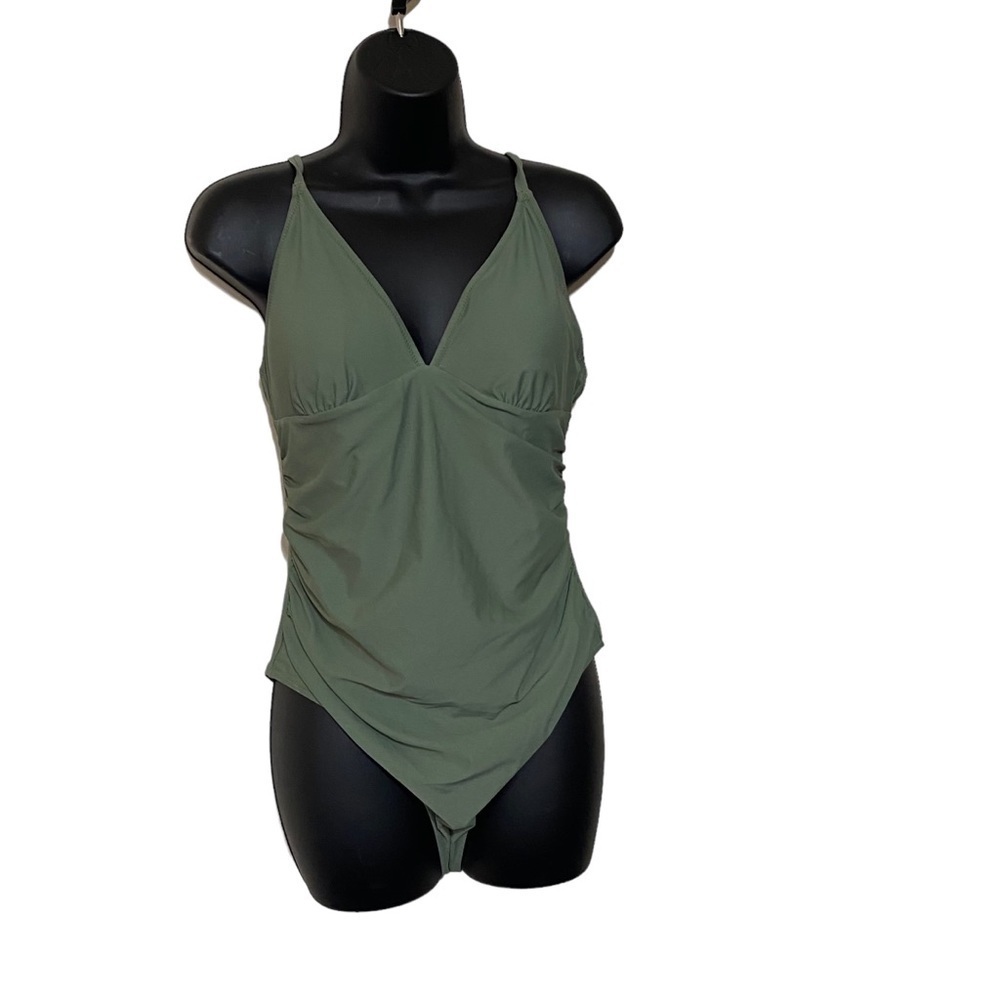 Preowned‎ one piece bathing suit, olive green no tags looks like a small